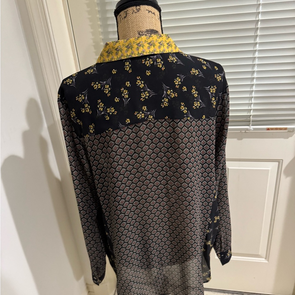 Dr2 Black And Yellow Patterned Button Down Shirt … - image 4